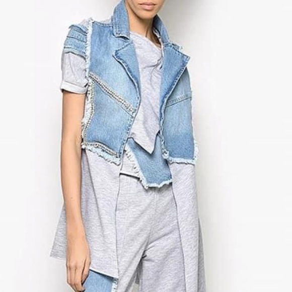 New NWT long sleeveless denim jacket or vest  size M/L - Picture 16 of 16